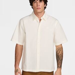 Nike Club Button Down Shirt Cream Men’s Size S Casual Collared Top